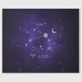 Papier Cadeau Zodiac Purple Aries | Horoscope d'astrologie cosmi (Plat)