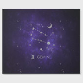 Papier Cadeau Zodiac Purple Gemini | Horoscope d'astrologie cosm (Plat)
