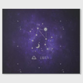 Papier Cadeau Zodiac Purple Libra | Horoscope d'astrologie cosmi (Plat)