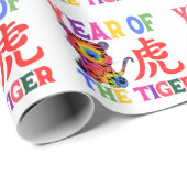 Papier Cadeau Zodiaque chinois - Année du tigre en arc-en-ciel (Coin rond)