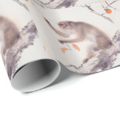 Papier Cadeau Zodiaque chinois de peinture japonaise de singe (Coin rond)