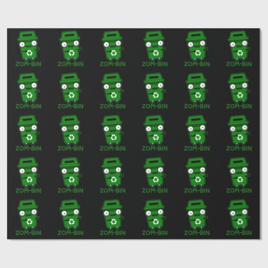 Papier Cadeau Zom bin Funny Zombie Trash Bin Pun Dark BG (Plat)
