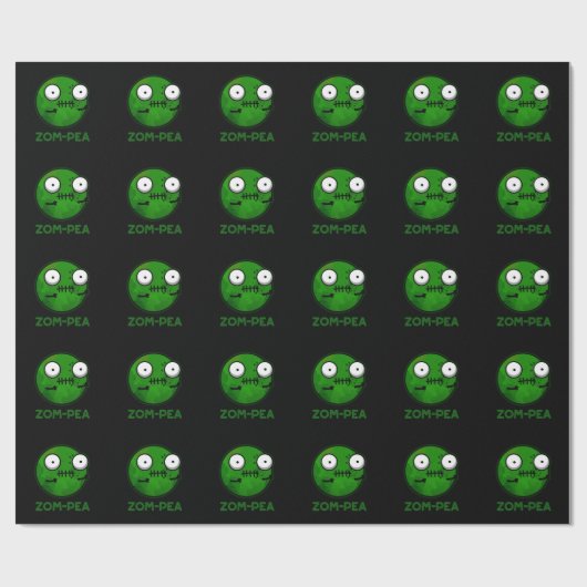 Papier Cadeau Zom-pois amusant Zombie Pea Pun Dark BG (Plat)