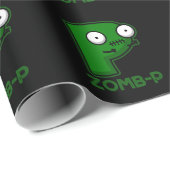 Papier Cadeau Zomb-P Drôle Halloween Zombie Alphabet Pun Dark BG (Coin rond)