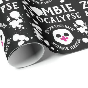 Papier Cadeau Zombie Apocalypse Personnalisé noir et blanc