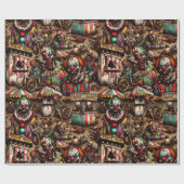 Papier Cadeau Zombie clown effrayant à l'anniversaire du Carnava (Plat)