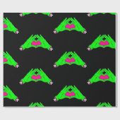 Papier Cadeau zombie coeur mains halloween valentine (Plat)