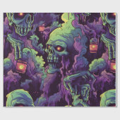 Papier Cadeau Zombie Recherche De Cerveaux (Plat)