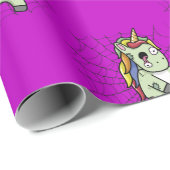 Papier Cadeau Zombiecorn violet Zombie Unicorn Halloween (Coin rond)