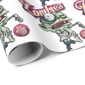 Papier Cadeau Zombies eat Brains (Coin rond)