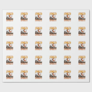 Papier Cadeau Zombies nous poursuivent Halloween Cimetière Crois