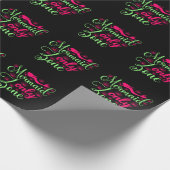 Papier Cadeau Zone Sirène uniquement en rose chaud et vert néon (Coin)