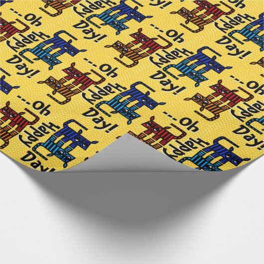 Papier Cadeau Zoo tribal en jaune (papier d'emballage d'enfants) (Coin)