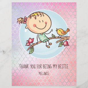Papier Cadeaux mignons BFF Besties Kawaii pour filles et