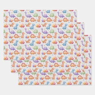 PAPIER CADO POUR BÉBÉ DINOSAURES A L'AQUARELLE