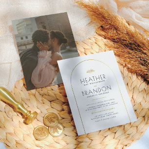 Papier Cadre Arc Or Élégant Type Budget Photo Mariage