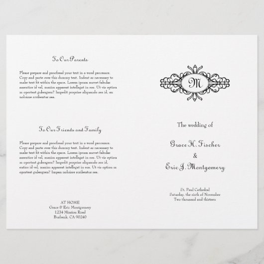 Papier Cadre baroque unique monogramme de mariage (Devant)