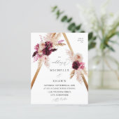 Papier Cadre Boho Pampas Rose Mariage Floral (Debout devant)