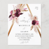 Papier Cadre Boho Pampas Rose Mariage Floral (Devant)