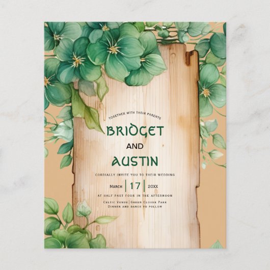 Papier Cadre BUDGET Code QR faire-part de mariage irlanda (Devant)