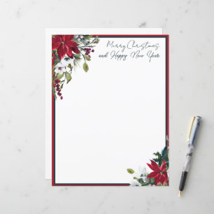 Papier Cadre de Noël avec de belles poinsettias
