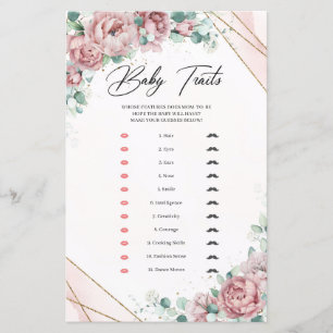 Papier Cadre doré floral rose clair Traits de bébé Eucaly