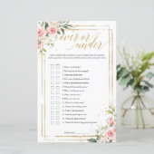 Papier Cadre doré rose floral sur ou sous le jeu (Debout devant)