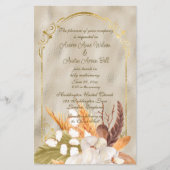 Papier Cadre élégant doré brillant avec herbe de Pampas (Devant)