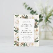 Papier cadre floral magnolia moderne faire-part de mariag (Debout devant)