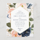 Papier Cadre floral marine et aquarelle mariage rose poud (Devant)