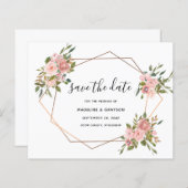 Papier Cadre géométrique rose Budget Enregistrer la date (Devant / Derrière)