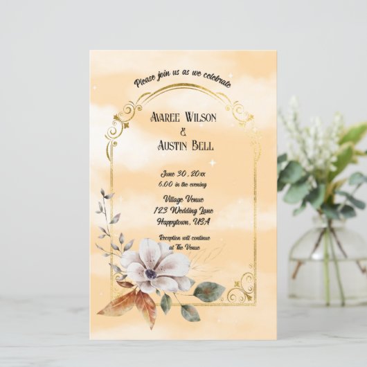 Papier Cadre Or Magnolia Blossom Blanc (Debout devant)