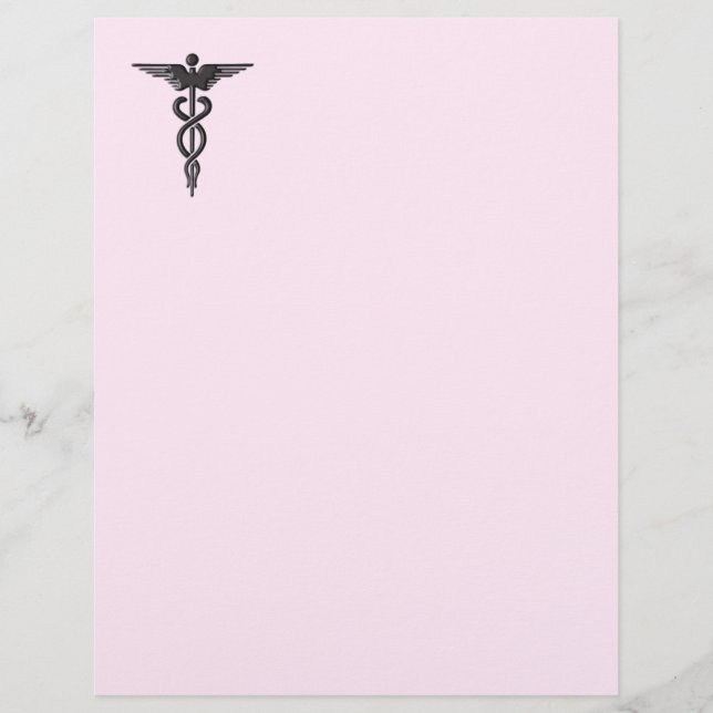 Papier Caducée médical sur rose (Devant)