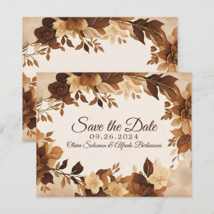Papier Café & Crème Automne Floral Thème Mariage inviter