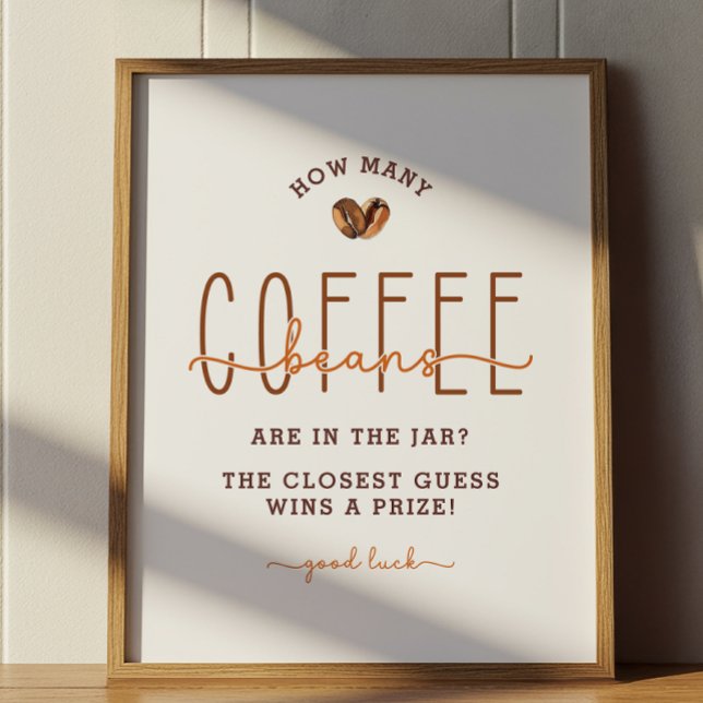 Papier Café Thème Baby shower Guesser Jeu (Number of coffee beans shower game)
