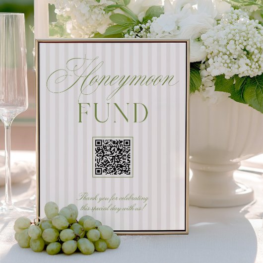 Papier Caisse de Lune de Miel Code QR Panneau Vert Sauge