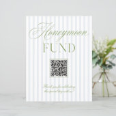 Papier Caisse de Noces Cadeaux Vert Sauge & Bleu Code QR  (Debout devant)