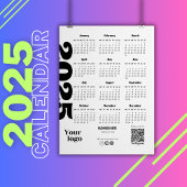 Papier Calendrier 2025 Année Noir Et Blanc Entreprise