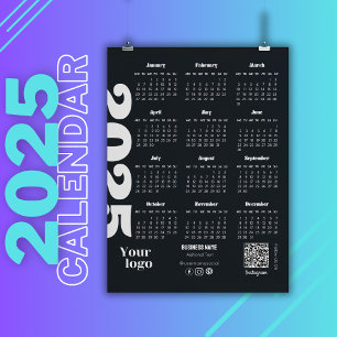 Papier Calendrier 2025 Année Noir Et Blanc Entreprise