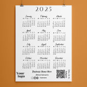 Papier Calendrier 2025 Année Typographie de script blanc