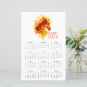 Papier Calendrier 2026 de l'année du Cheval de Feu (Debout devant)