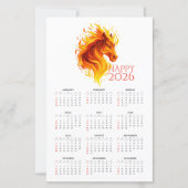 Papier Calendrier 2026 de l'année du Cheval de Feu (Devant)