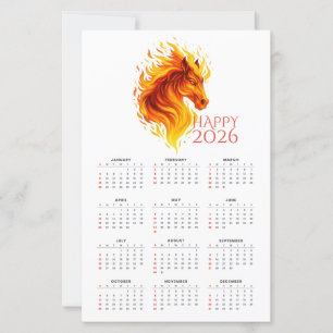 Papier Calendrier 2026 de l'année du Cheval de Feu