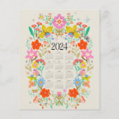 Papier Calendrier complet 2024 fleuri (Devant)