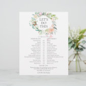 Papier Calendrier de mariage à la rose en guirlande (Debout devant)