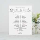 Papier Calendrier de mariage à script noir et blanc (Debout devant)