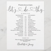 Papier Calendrier de mariage à script noir et blanc (Devant)