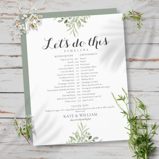 Papier Calendrier de mariage avec feuillage verdoyant
