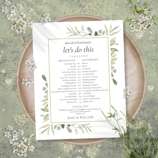 Papier Calendrier de mariage avec feuillage verdoyant