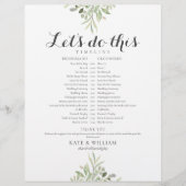 Papier Calendrier de mariage avec feuillage vert Script T (Devant)